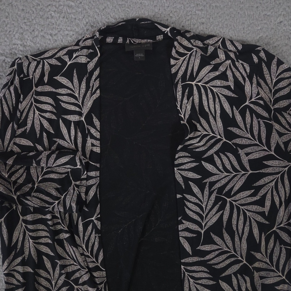 J Jill Top Womens Large Leaves‎ Open Front Loose 3/4 Sleeve Wearever Lightweight